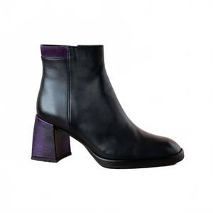 NEW SOFTWAVES women's morena leather ankle boot in black leather/purple